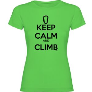 Kruskis Keep Calm And Climb Short Sleeve T-shirt Verde M Mujer