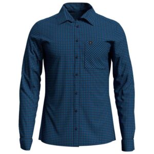Odlo Nikko Check Long Sleeve Shirt Azul L Hombre