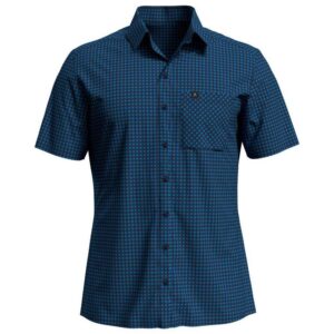 Odlo Nikko Check Short Sleeve Shirt Azul XL Hombre