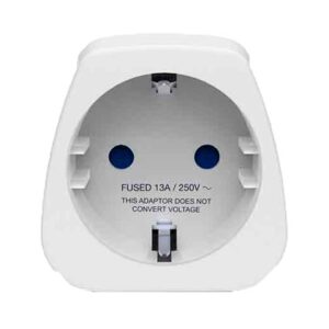 Travel Blue Europe To Uk Travel Adaptor Earthed Blanco