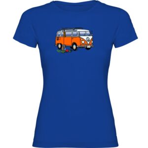 Kruskis Hippie Van Climbing Short Sleeve T-shirt Azul M Mujer