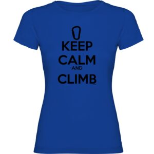 Kruskis Keep Calm And Climb Short Sleeve T-shirt Azul XL Mujer