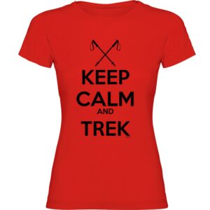 Kruskis Keep Calm And Trek Short Sleeve T-shirt Rojo 2XL Mujer