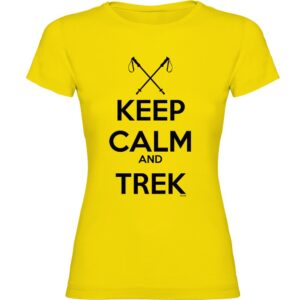 Kruskis Keep Calm And Trek Short Sleeve T-shirt Amarillo L Mujer