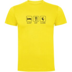 Kruskis Sleep Eat And Climb Short Sleeve T-shirt Amarillo 3XL Hombre