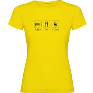 Kruskis Sleep Eat And Climb Short Sleeve T-shirt Amarillo L Mujer