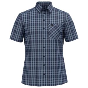 Odlo Nikko Check Short Sleeve Shirt Azul S Hombre