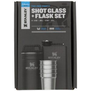 Stanley Pre-party Shot Glass+flask Set Negro,Plateado