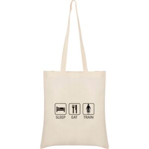 Kruskis Sleep Eat And Train Tote Bag Beige