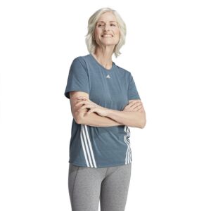 Adidas Icons 3 Stripes Short Sleeve T-shirt Azul L Mujer